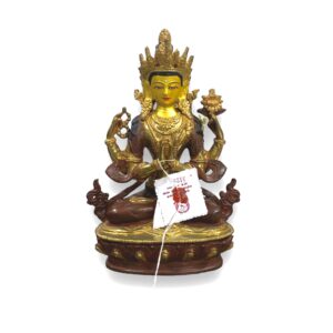 Estatue de Chenzerig pintado con agua de oro 22 Cm